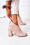 Suede Boots On A Block Heel Lewski Shoes 3044 Beige