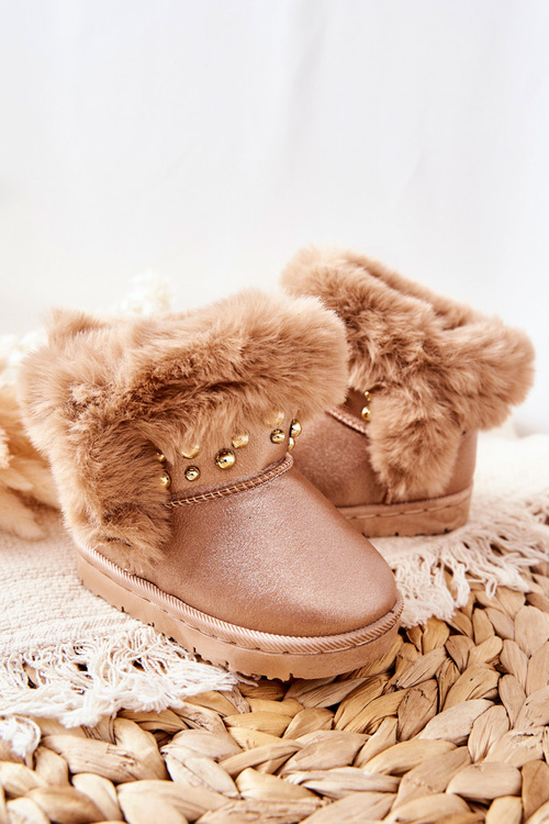 Children's Snow Boots Insulated With Fur Champagne Bonni