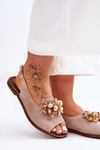 Suede Flat Sandals Nicole 2805/042 Beige