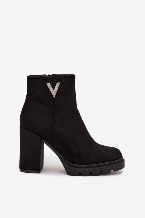 Women's insulated ankle boots with heel and decorative detail black Briella