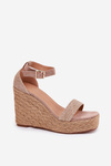 Wedge Sandals For Women With Braiding Khaki Adelio