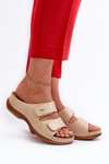 Light Women's Clogs With Faux Leather Beige Frellia