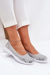 Leather perforated ballerinas Vinceza 95323 gray