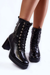Fashionable, insulated leather boots with ornament Black Malta 