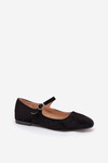 Ballet Flats With Strap Eco Suede Black Arrivara