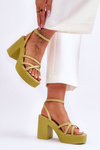 Fashionable High Heels Sandals With Straps Lime Shemira