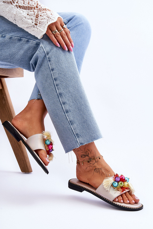 Klapki Ozdobne Koraliki Nude S.Barski KV-2775-47