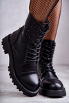 Leather Boots With Studs Black Palmira