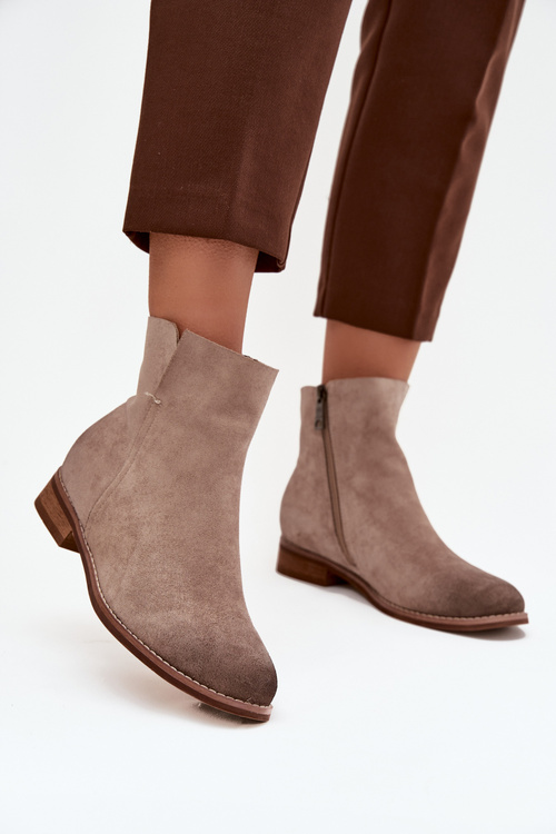 Damskie Botki Płaski Obcas Beżowe Vinceza 39961