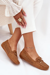 Ladies Moccasins With Perforated Pattern And Lacing Camel Mirisa