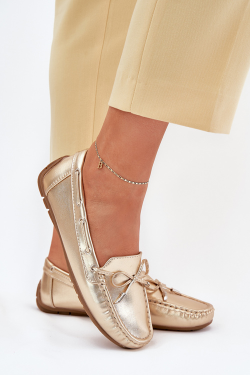 Women's eco leather loafers gold Si Passione