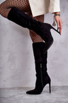 Classic Suede Black Boots On A Black Ameya