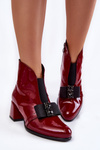 Lacquered Boots On High Heels With A Decorative Bow Burgundy Hallie