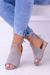 Grey Suede Sandals on Light Platform Espanoso