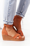 Suede Wedge Sandals Maciejka 04565-29 Camel