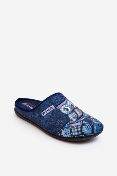 Klapki Kapcie Domowe Sowa Granatowe Inblu GF000018