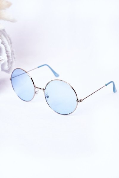 Silver Lennon Sunglasses With Blue Lenses