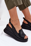 Ladies Leather Wedge Sandals Artiker 52C0484 Black