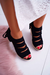 Women's Sandals On Anchor Linen Tied Black Cantare