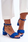 Suede Sandals with Braid Blue Essenza 