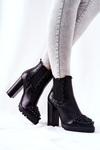 High-heeled boots with rhinestones Black Lisana