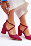 Fashionable Glitter Pumps On Heel Fuchsia Galaxy