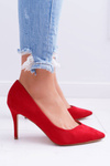 Women's Stilettos Suede Pointed Red Cream