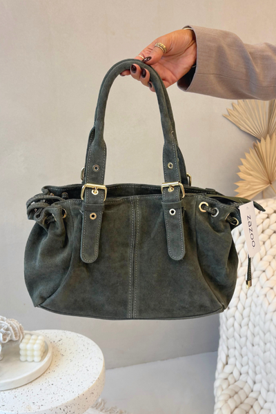 Bag Made of Natural Suede Olive Danira
