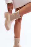 Elastic Insert Suede Boots Beige Anyfer