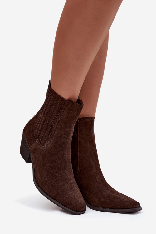 Suede Women's Block Heel Boots Insulated Brown Arelia