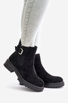 Insulated ankle boots with zipper and buckle black Kikiella