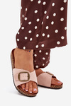 Women's sandals with buckle on cork platform pink Zavira