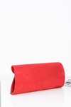 Red Women's Suede Clutch Handbag on Chain