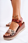 Leather sandals on a wedge brown Josella 