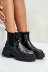 Insulated Patent Ankle Boots With Zip Black Jesschris
