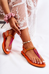 Women's Sandals Flip Flops With A Shell Orange Candell