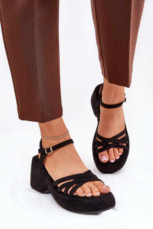 Platform And Wedge Sandals Made Of Eco Suede Black Nendal