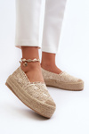 Women's Lace Platform Espadrilles Beige Elarose
