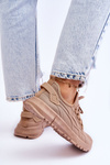 Buty Sportowe Sneakersy Damskie Wsuwane Ciemnobeżowe Rosett