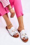 Women's Leather Slippers Lewski Shoes 3226 White