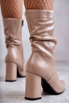 Leather Boots On High Heel Laura Messi 2560 Beige