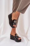 Platform And Wedge Sandals With Decoration Black Nanessia