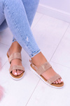 Lu Boo Women's Champagne Sandals With Zircons Perfect