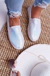 Women's Espadrilles Big Star Iridescent Sequins White DD274A162