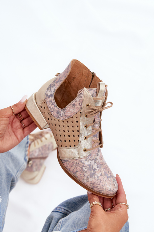 Leather Ankle Boots Maciejka 05541-04 Beige-Gold