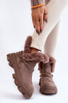 Suede Women's Boots With Decorative Chain Bright brown Respecto