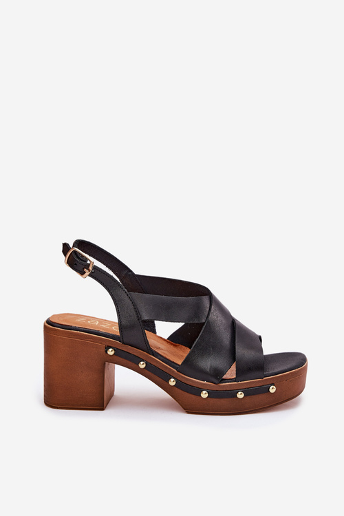 Leather Heeled Sandals Zazoo 1081 Black