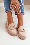 Women's Moccasins With Decoration Eco Leather Beige Tialorae