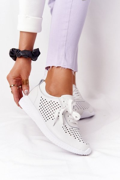 Openwork Leather Sport Shoes S.Barski White