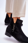 Women's Suede Zipper Boots Black Belliano
